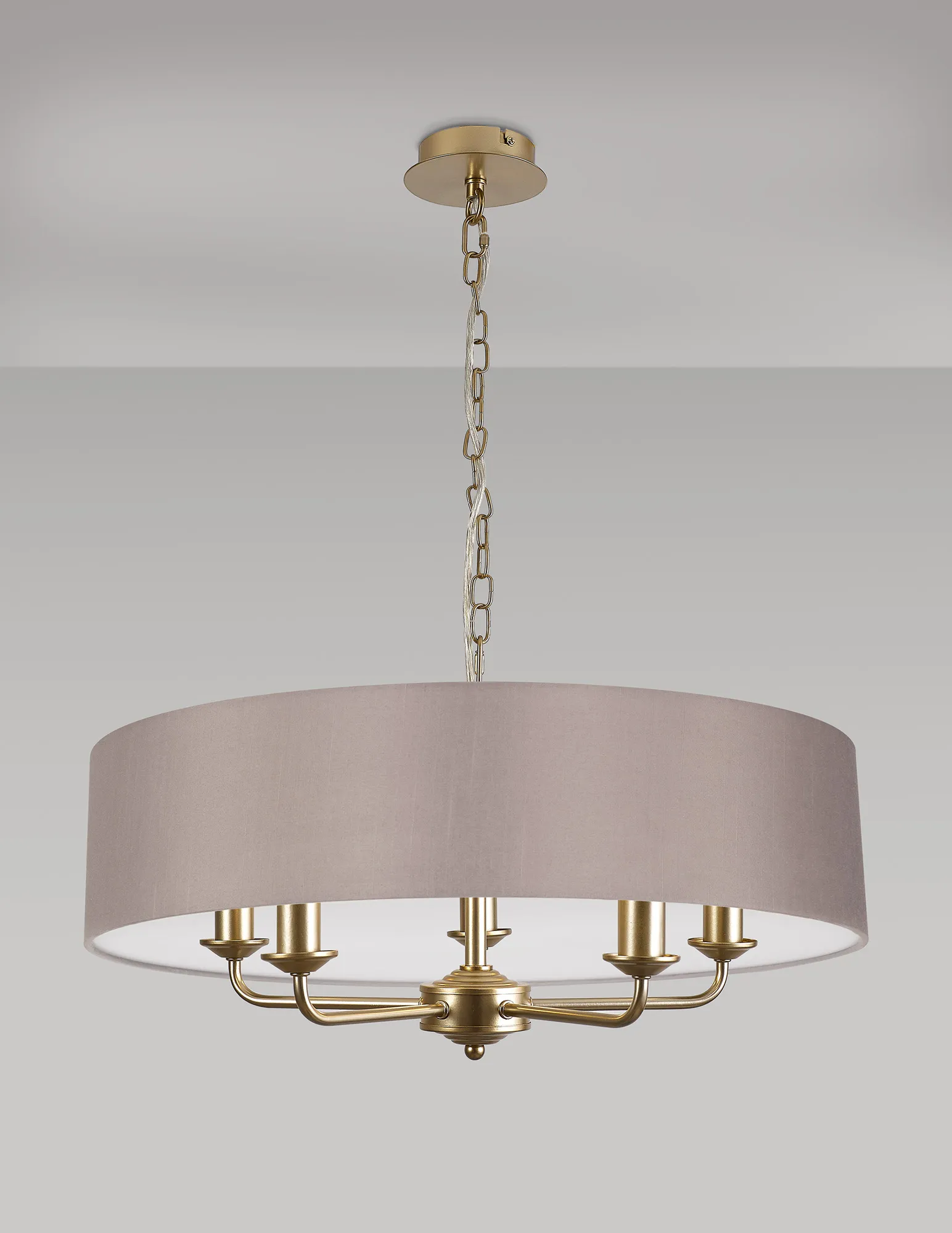 Banyan 60cm 5 Light Pendant Champagne Gold; Grey DK0945  Deco Banyan CG GR